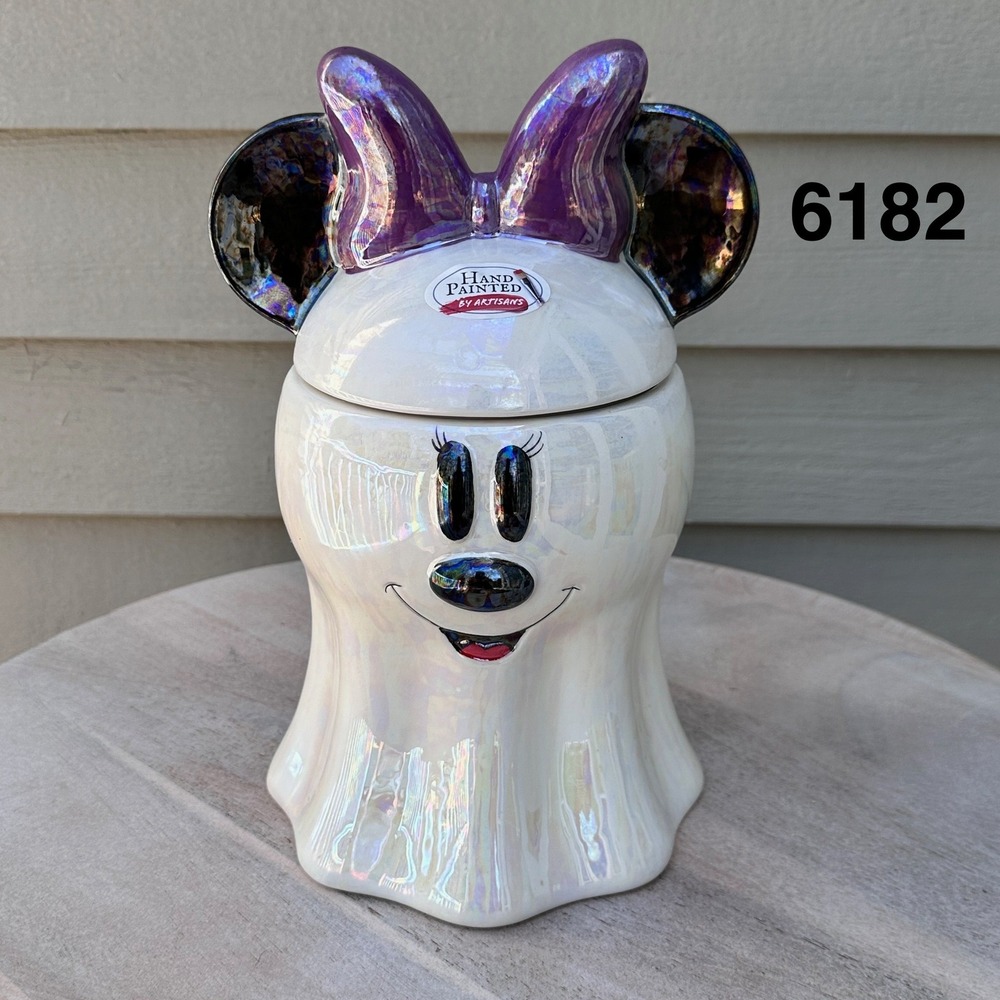 Disney Minnie Mouse Ghost Cookie Jar Iridescent Halloween Zrike Brands Ceramic
